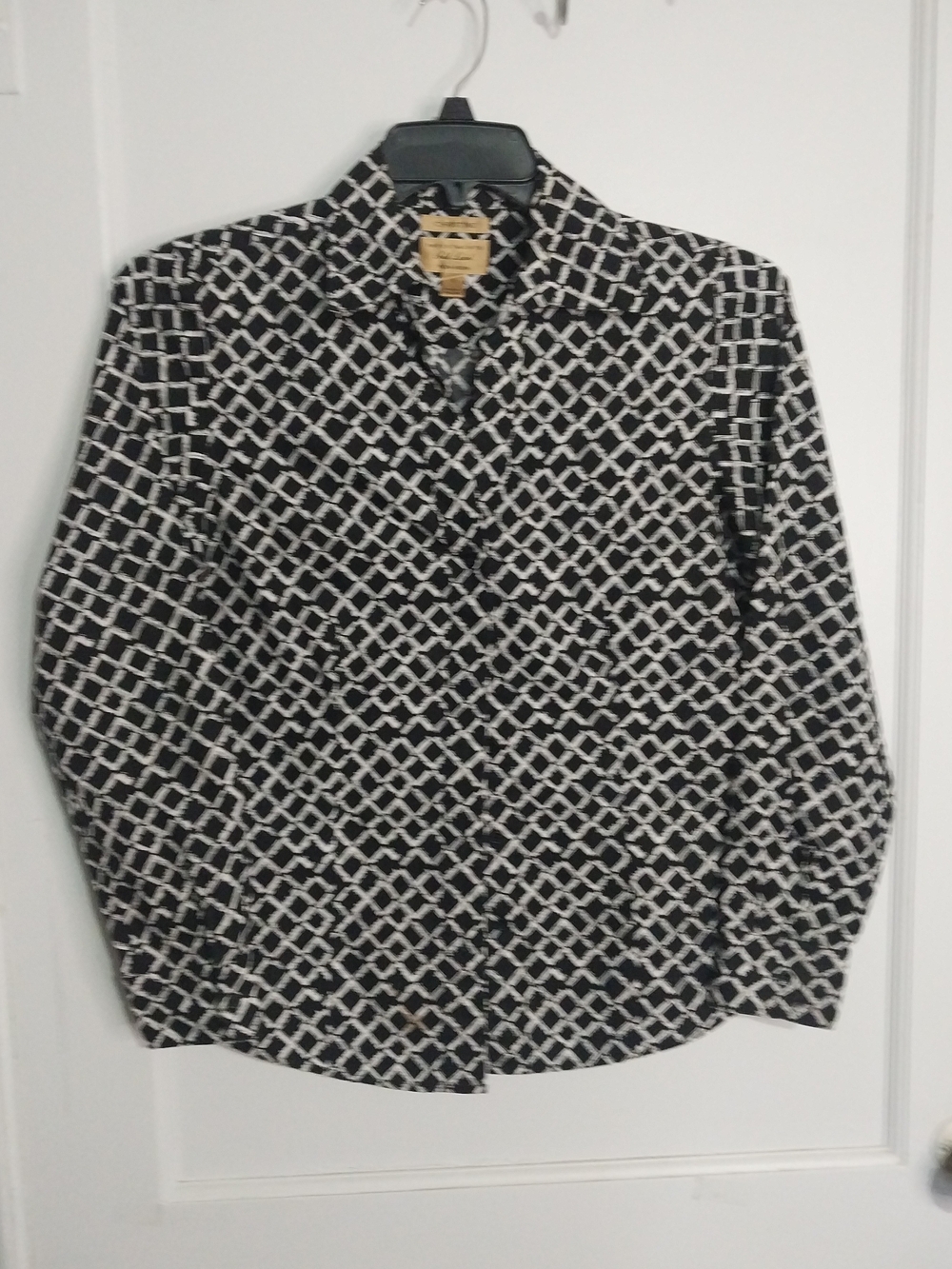 Christine Women’s 100% Cotton Black,White NO -Iron Formal Blouse Size L